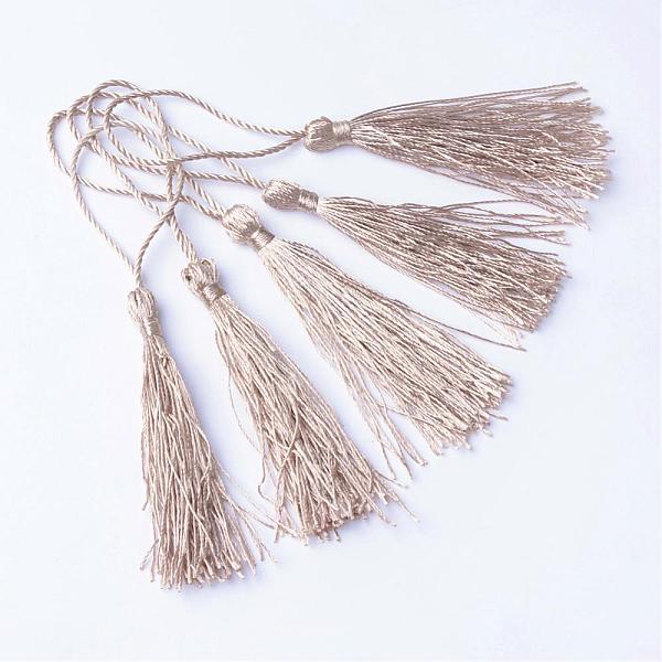 

PandaHall Polyester Tassel Decorations, Pendant Decorations, Tan, 130x6mm, Tassel: 70~90mm Polyester Orange