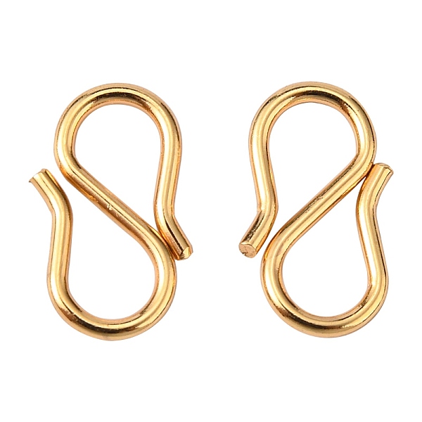 

PandaHall 304 Stainless Steel S Hook Clasps, Golden, 12.5x6.5x1mm, Hole: 3~3.5mm 304 Stainless Steel