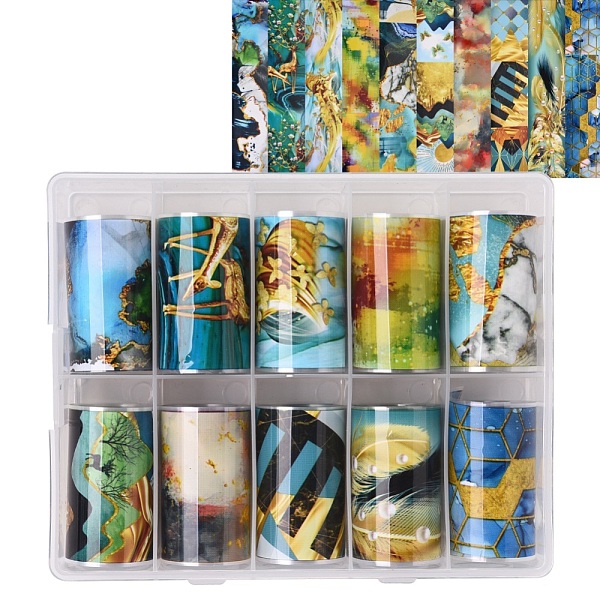 

PandaHall Nail Art Transfer Stickers, Nail Decals, DIY Nail Tips Decoration for Women, Mixed Color, 40mm, anout 1m/roll, 10rolls/box Plastic..., Multicolor