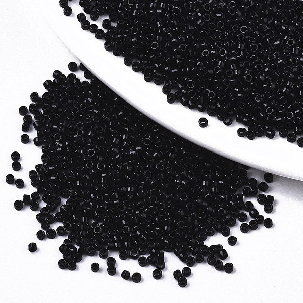 PandaHall Glass Seed Beads, Fit for Machine Eembroidery, Opaque Colours Luster, Round, Black, 2x1.5mm, Hole: 1mm, about 30000pcs/bag Glass...
