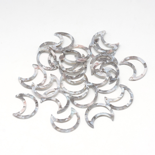 

PandaHall Cellulose Acetate(Resin) Pendants, Moon, Gray, 25.5x21.5x2.5mm, Hole: 1.5mm Cellulose Acetate Moon Gray