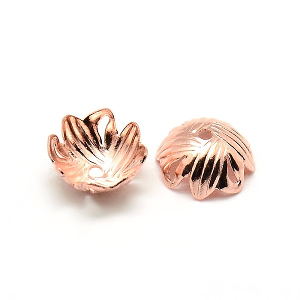 

PandaHall Brass Flower Bead Caps, Rose Gold, 10x4mm, Hole: 1mm Brass