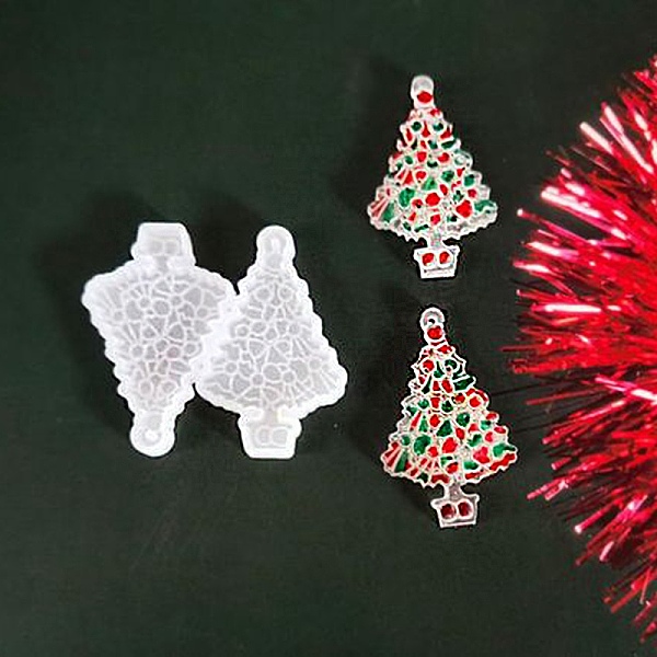 

PandaHall Christmas Tree Pendant Silicone Molds, Resin Casting Molds, UV Resin & Epoxy Resin Jewelry Making, White, 53x59x4mm, Inner...