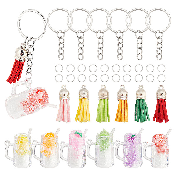 

PandaHall Olycraft DIY Milk Tea Keychain Making Kit, Including Iron Split Key Rings, Faux Suede Tassel & Plastic Pendants, Mixed Color..., Multicolor