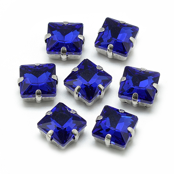 

PandaHall Sew on Rhinestone, Multi-strand Links, Glass Rhinestone, with Brass Prong Settings, Garments Accessories, Faceted, Square..., Blue