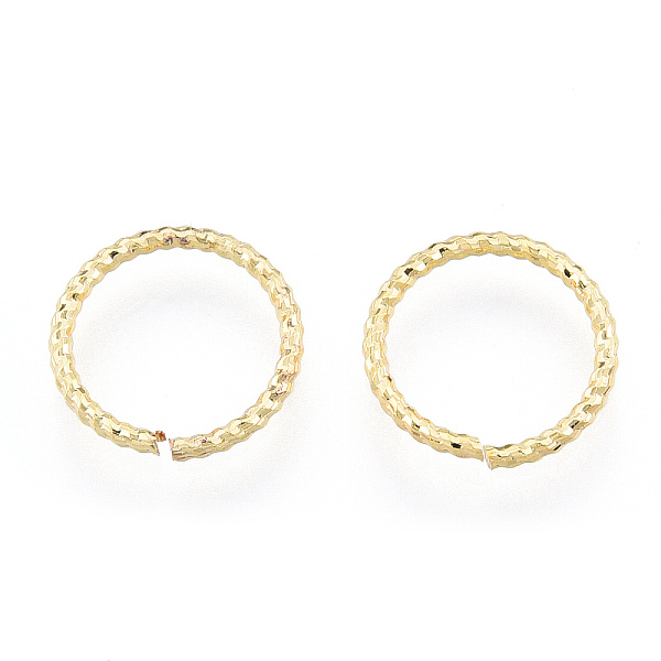 

PandaHall Brass Open Jump Rings, Nickel Free, Textured, Real 18K Gold Plated, 12x1.2mm, Inner Diameter: 10mm Brass