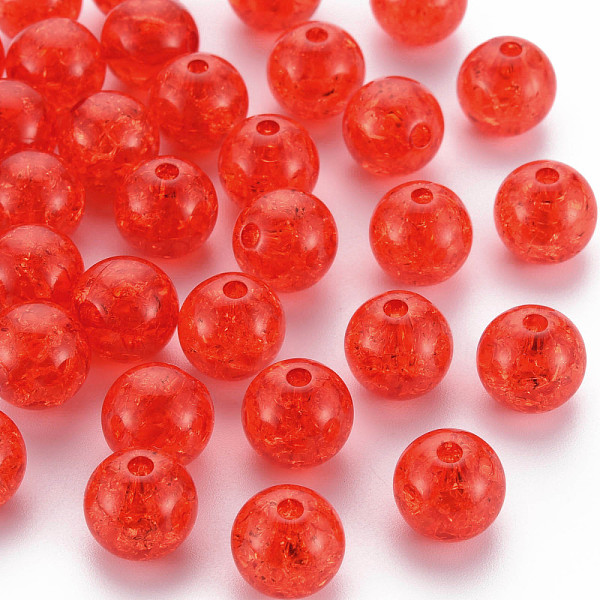 

PandaHall Transparent Crackle Acrylic Beads, Round, Orange Red, 12x11mm, Hole: 2mm, about 566pcs/500g. Acrylic Round