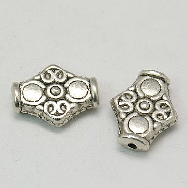 

PandaHall Tibetan Silver Alloy Beads, Lead Free & Cadmium Free, Rhombus, Antique Silver, about 15mm long, 12.5wide, 4.5mm thick, hole: 1.5mm...