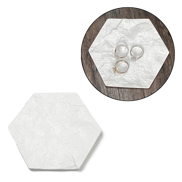 

PandaHall Resin Jewelry Plate, Storage Tray for Rings, Necklaces, Earring, Photography Prop, Hexagon, 112x100x8~10mm Resin Hexagon White
