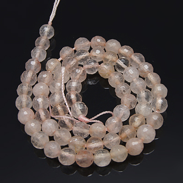 

PandaHall Natural Rose Quartz Beads Strands, Faceted, Round, Pink, 6mm, Hole: 1mm, about 67pcs/strand, 15.5 inch Rose Quartz Round Pink