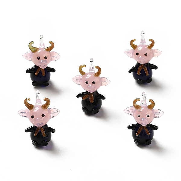

PandaHall Handmade Lampwork Pendants, Cattle Charms, Midnight Blue, 26~27x19~21x16~16.5mm, Hole: 3~3.5mm Lampwork Cattle
