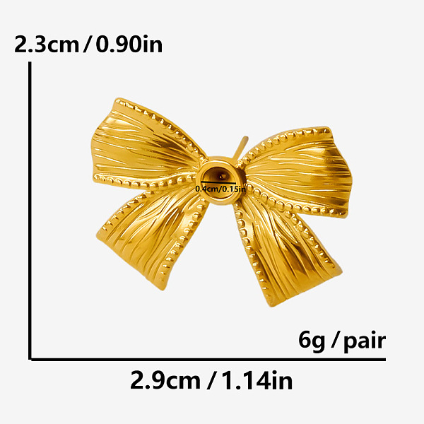 304 Stilvolle Ohrstecker Mit Schleife Aus Edelstahl