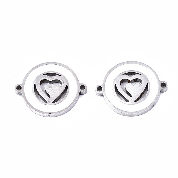 

PandaHall 304 Stainless Steel Enamel Links Connectors, Laser Cut, Flat Round with Heart, White, Stainless Steel Color, 14.5x18.5x2mm, Hole...