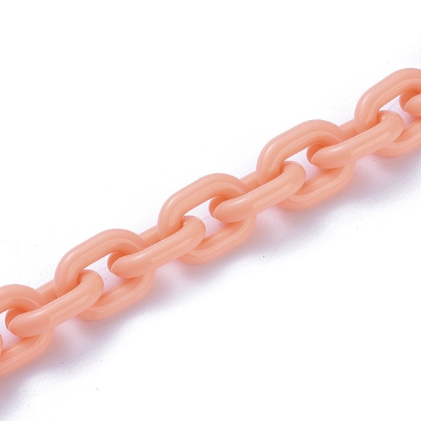 

PandaHall Acrylic Handmade Cable Chains, Quick Link Connectors, Oval, Light Coral, 19x14x4mm, 1m/strand Acrylic Red