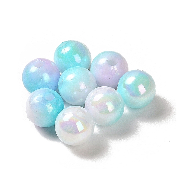 

PandaHall Opaque Acrylic Beads, Gradient Colorful, Round , Cyan, 8mm, Hole: 1.8mm, about 2083pcs/500g Acrylic Round Cyan