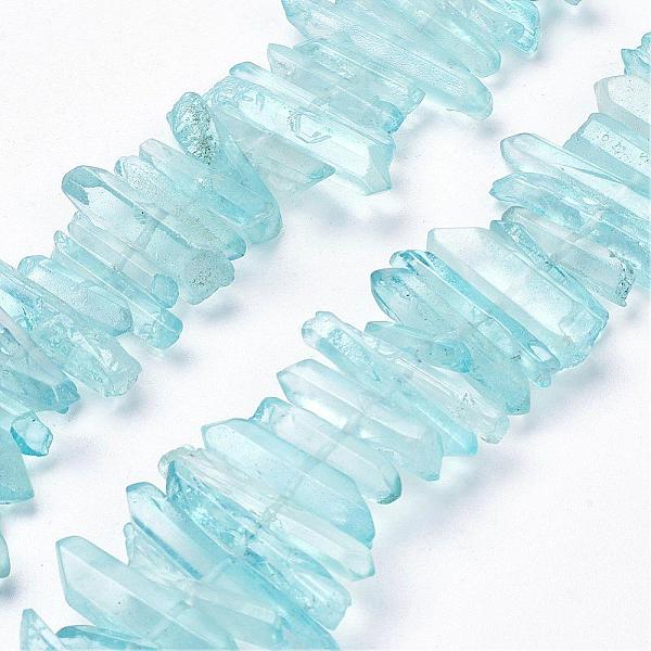 

PandaHall Natural Quartz Crystal Points Beads Strands, Dyed, Nuggets, Light Cyan, 15~30x4~8x4~7mm, Hole: 1mm, 8 inch Quartz Crystal Nuggets...
