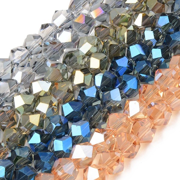

PandaHall Electroplate Glass Beads Strands, Faceted Round, Mixed Color, 10x9mm, Hole: 1.5mm, about 71~72pcs/strand, 24.41 inch(62cm) Glass..., Multicolor