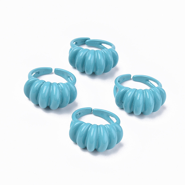 

PandaHall Spray Painted Alloy Cuff Rings, Open Rings, Cadmium Free & Lead Free, Light Sky Blue, US Size 5 1/4(15.9mm) Alloy