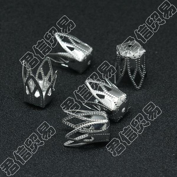 

PandaHall 4-Petal Iron Bead Caps, Platinum, 12x18mm, Hole: 1mm Iron