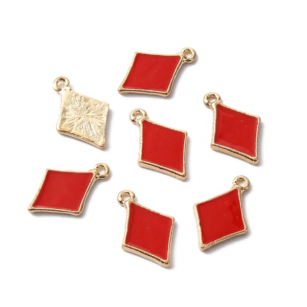 

PandaHall Alloy Enamel Pendants, Playing Cards Style, Golden, Diamond, Red, 20x14x2mm, Hole: 1.8mm Alloy+Enamel Diamond Red