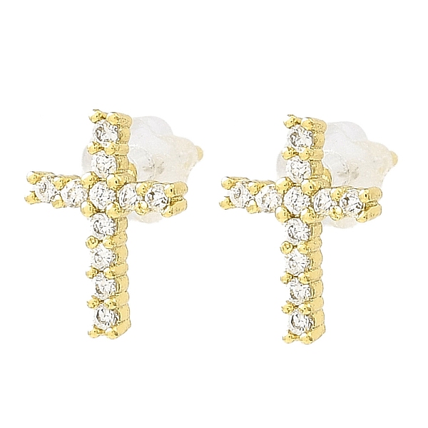 

PandaHall Cross Brass Micro Pave Cubic Zirconia Stud Earrings, Long-Lasting Plated, Lead Free & Cadmium Free, Real 18K Gold Plated...