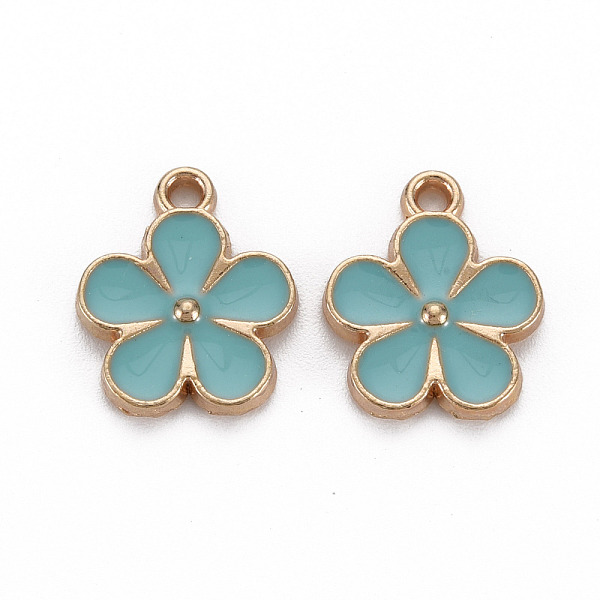 

PandaHall Alloy Enamel Pendants, Light Gold, Cadmium Free & Nickel Free & Lead Free, Flower, Dark Turquoise, 17x14x2.5mm, Hole: 1.6mm...