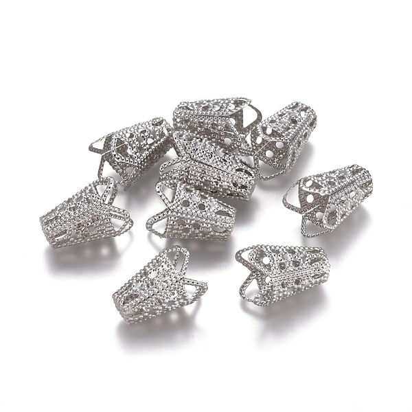 

PandaHall Iron Bead Caps, Platinum, 16x10mm, Hole: 1.8mm Iron