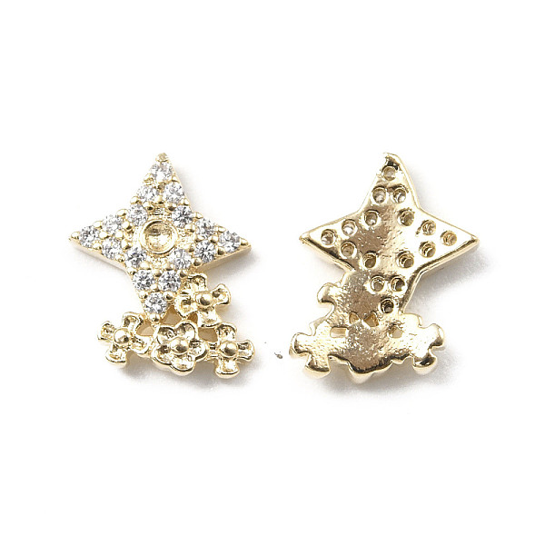 

PandaHall Brass Micro Pave Clear Cubic Zirconia Cabochons, Flower with Star, Real 18K Gold Plated, 11x8.5x2mm Brass+Cubic Zirconia Flower...