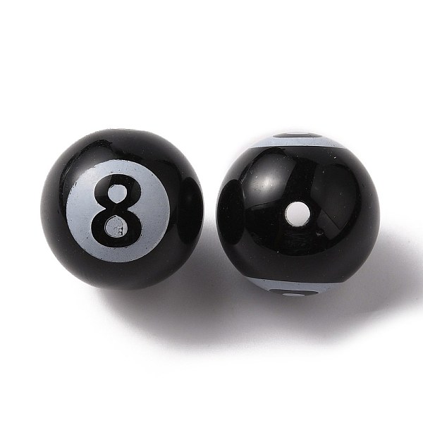 

PandaHall Sport Theme Opaque Resin Beads, Billiards, Black, 18mm, Hole: 2.4mm Resin Round Black