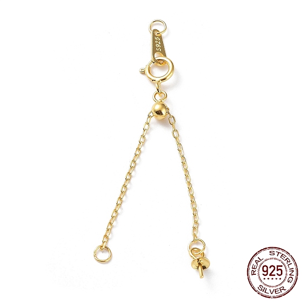 

PandaHall 925 Sterling Silver Chain Extenders, Slider Cable Chain with Spring Clasp & S925 Stamp, for Half Drilled Pearl Beads, Real 18K...