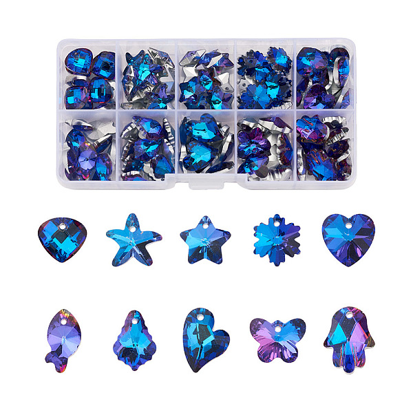 

PandaHall Glass Rhinestone Pendants, DIY Accessories for Jewelry Making, Mixed Shapes, Blue, 12~18x9~15x5~8mm, Hole: 1.2~1.6mm, 100pcs/set...