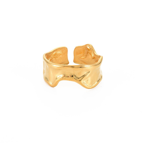 

PandaHall Ion Plating(IP) 304 Stainless Steel Twist Open Cuff Ring for Women, Nickel Free, Real 18K Gold Plated, US Size 9 1/4(19.1mm) 304...