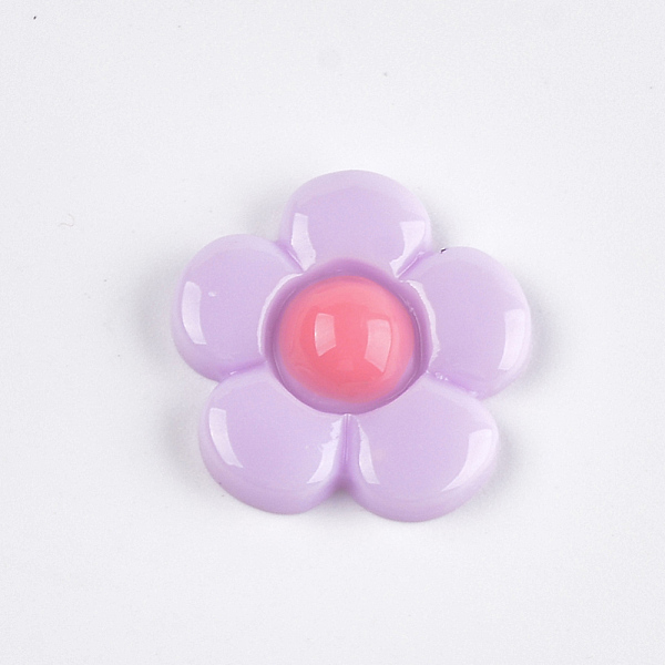 

PandaHall Resin Cabochons, Flower, Violet, 20x20~21x5~6mm Resin Flower Purple