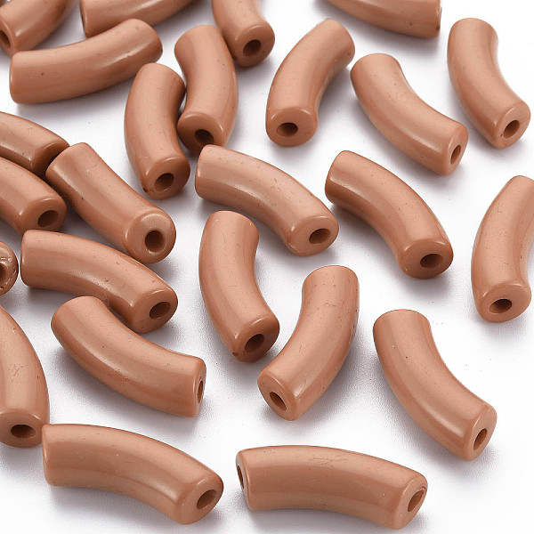

PandaHall Opaque Acrylic Beads, Curved Tube, Chocolate, 36x13.5x11.5mm, Hole: 4mm, about 148pcs/500g Acrylic Tube Brown