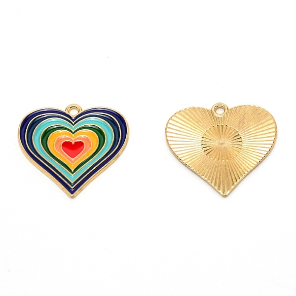 

PandaHall Heart Alloy Enamel Pendants, Light Gold, Colorful, 28x29x1mm, Hole: 2mm Alloy Heart Blue