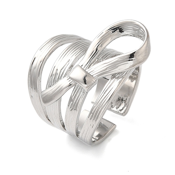 

PandaHall Brass Bowknot Wide Open Cuff Rings for Women, Platinum, 24mm, Adjustable Brass Bowknot
