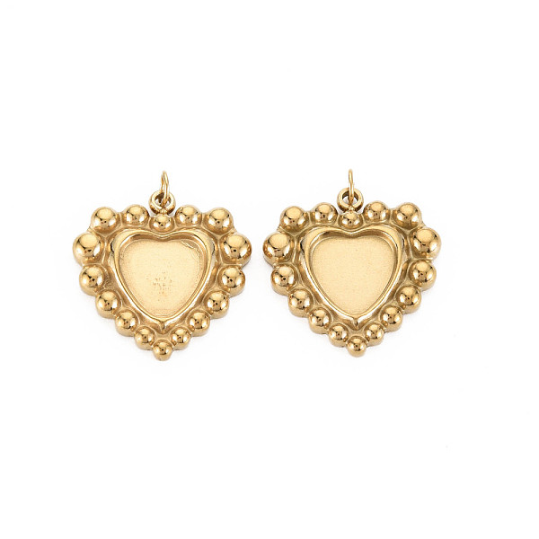 

PandaHall Ion Plating(IP) 304 Stainless Steel Pendant Enamel Settings, with Jump Rings, Heart, Real 14K Gold Plated, 19.5x19x2.5mm, Hole...