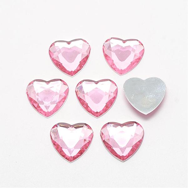 

PandaHall Acrylic Rhinestone Flat Back Cabochons, Faceted, Bottom Silver Plated, Heart, Pink, 25x25x4.5~4.8mm Acrylic Rhinestone Heart Pink
