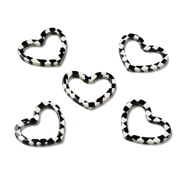 

PandaHall Acrylic Linking Rings, Heart with Tartan Pattern, Black & White, 23.5x29x2.5mm, Inner Diameter: 23x14mm Acrylic Heart Black