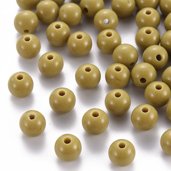 

PandaHall Opaque Acrylic Beads, Round, Goldenrod, 8x7mm, Hole: 2mm, about 1745pcs/500g Acrylic Round Gold