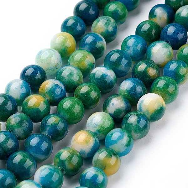 

PandaHall Jade Beads Strands, Natural White Jade, Dyed, Round, Colorful, 6mm, Hole: 1mm, about 69pcs/strand, 15.7 inch White Jade Round