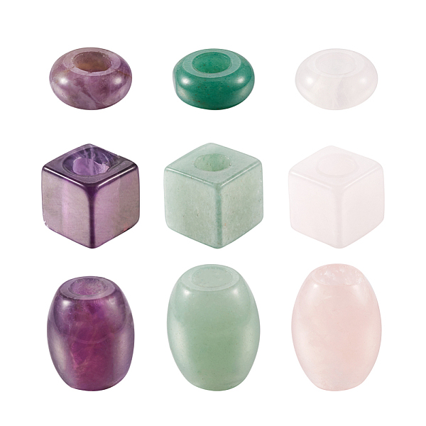 

PandaHall Fashewelry 9Pcs 9 Style Natural Green Aventurine & Rose Quartz & Amethyst European Beads, Large Hole Beads, Mixed Shapes...