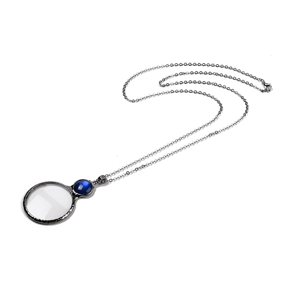 Ожерелье с плоским круглым стеклянным увеличительным кулоном для женщин