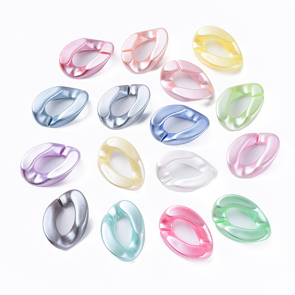 

PandaHall Opaque Acrylic Linking Rings, Quick Link Connectors, for Curb Chains Making, Pearlized, Twist, Mixed Color, 29x20x6mm, Inner..., Multicolor