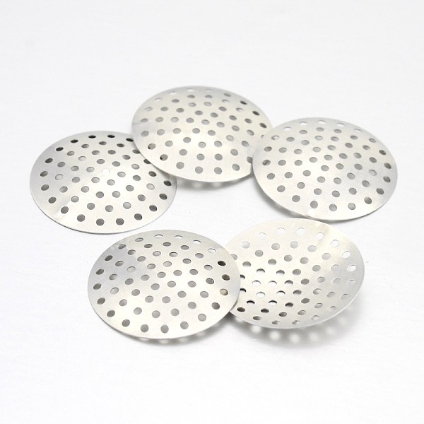 

PandaHall Brass Finger Ring/Brooch Sieve Findings, Perforated Disc Settings, Platinum, 25x1mm, Hole: 1mm Brass Disc