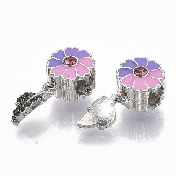 

PandaHall Alloy European Dangle Charms, with Rhinestone and Enamel, Large Hole Pendants, Flower and Leaf, Colorful, Platinum, 22.5mm, Hole..., Green