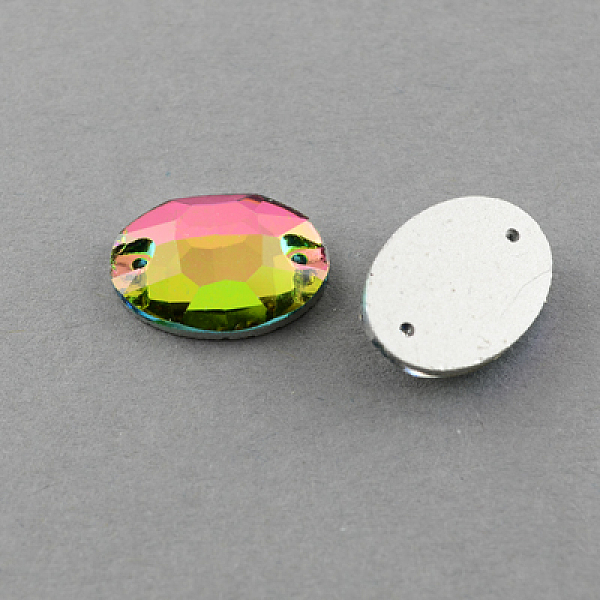 

PandaHall Sew on Rhinestone, Electroplate Glass Rhinestone, Two Holes, Garments Accessories, Faceted, Oval, Colorful, 18x13x5mm, Hole: 1mm...