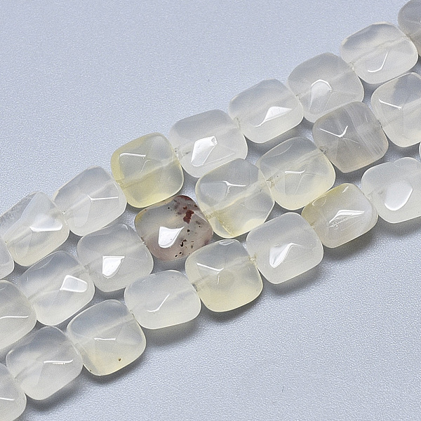 

PandaHall Natural White Agate Beads Strands, Faceted, Square, 8~8.5x8~8.5x5mm, Hole: 1mm, about 25pcs/strand, 8.0'' Square