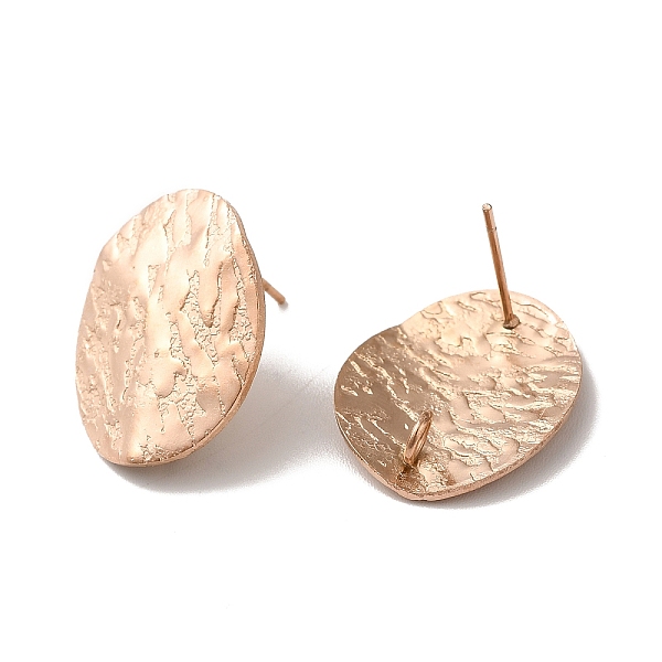 

PandaHall Ion Plating(IP) 304 Stainless Steel Stud Earrings Findings, with Vertical Loop, Textured Oval, Rose Gold, 20x16mm, Hole: 2.5mm...