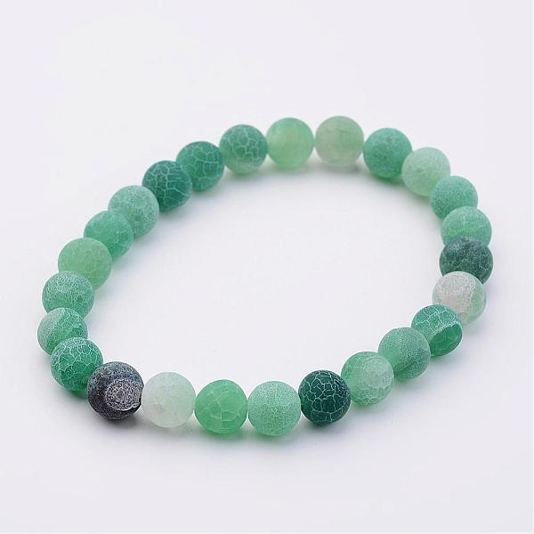 

PandaHall Natural Weathered Agate(Dyed) Stretch Beads Bracelets, Green, 2 inch(50mm) Natural Agate Green